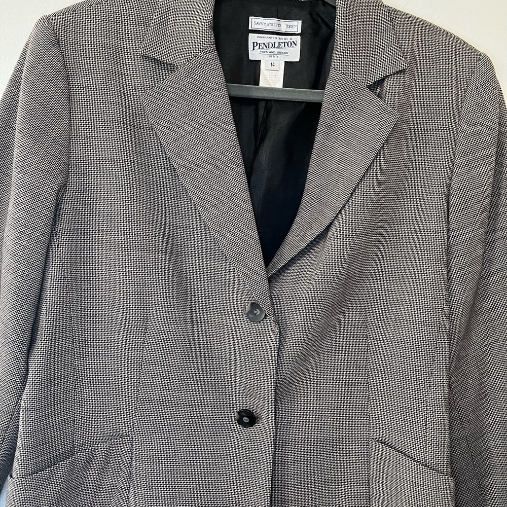Vintage Pendleton Charcoal Gray Stretch Virgin Wool Two Button Twee-Style Blazer - Picture 4 of 4